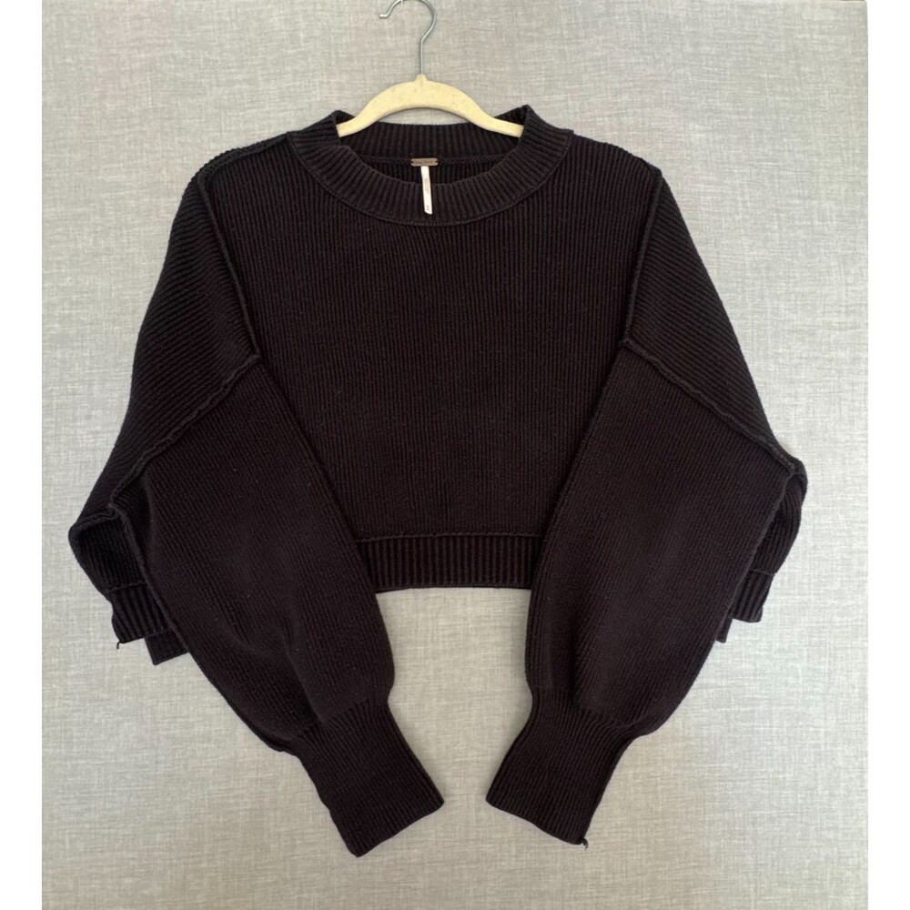 Free People Oversized Cropped Sweater M Slouchy Chunky Knit Boho Cottagecore